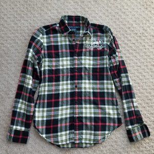 Ralph Lauren Plaid Cotton Flannel Button Down Shirt Embroidered Logo, Size 6 EUC